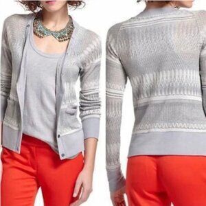 Anthropologie Postmark Metallic Etched Cardigan Sweater L